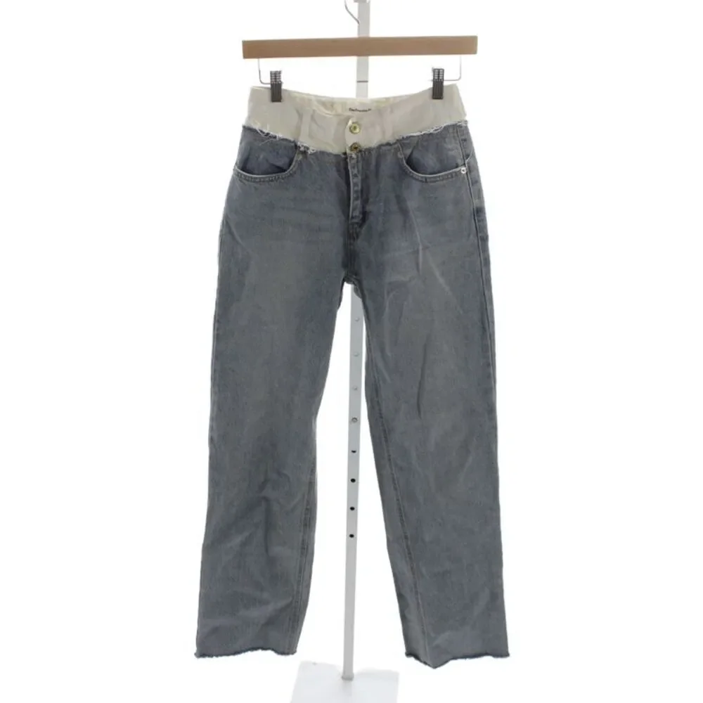 The Frankie Shop Women Straight Jeans Blue High Rise Cotton Button Fly Size S